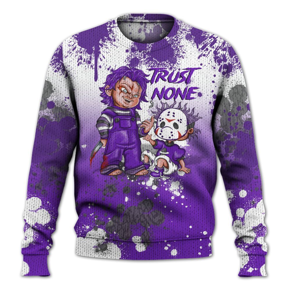 Knitted Sweater To Match Retro Dark Iris 3s - Trust No One Scary