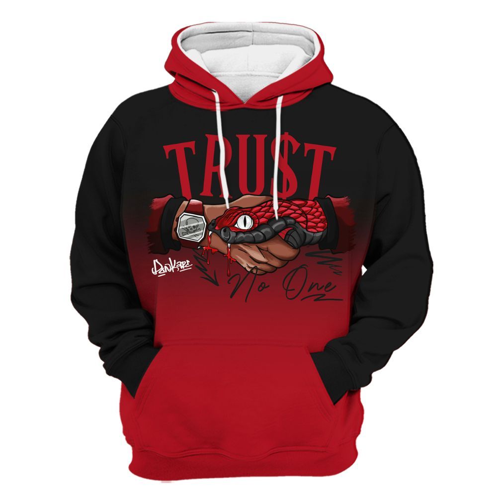 Hoodie To Match Bred Velvet 11s - Snake Trust No One Drip All Over Print