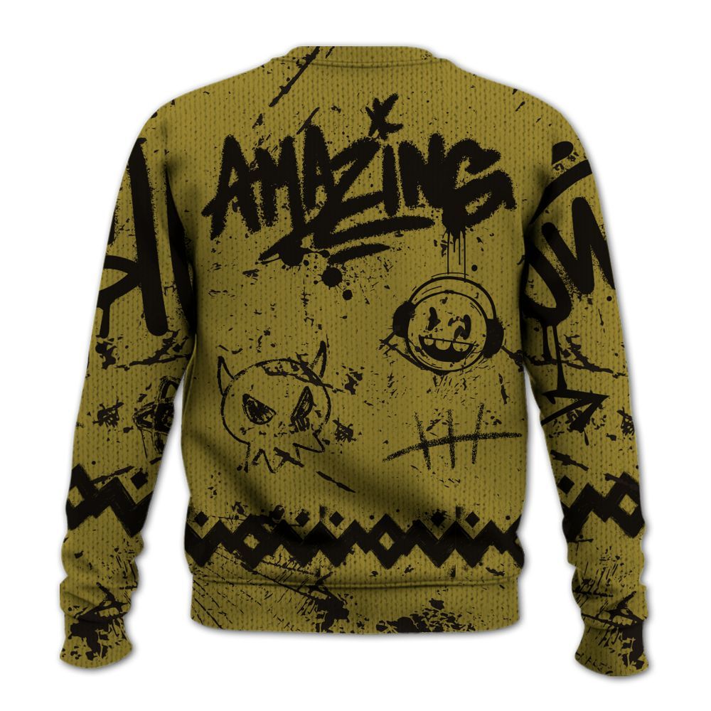 Knitted Sweater To Match Air Flightposite Metallic Gold - Friday Sneaker Crayon