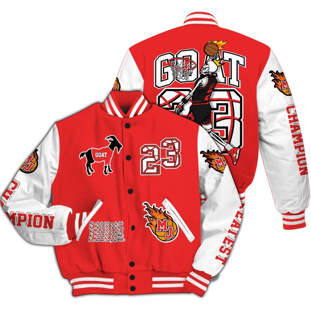 Varsity Jacket To Match Red Thunder 4s - 23 G.0.A.T Jump Up Basketball All Over Print