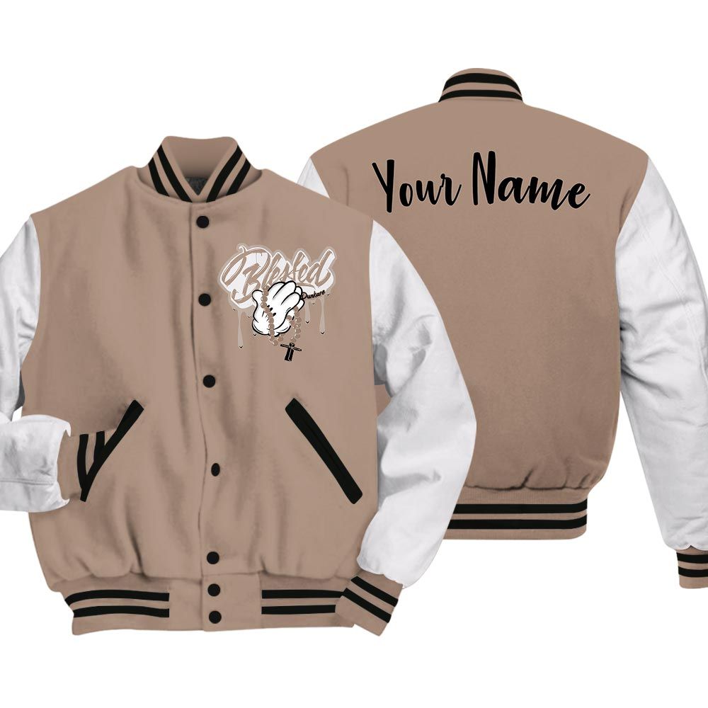 Varsity Jacket To Match Varsity Jacket Custom Name God Blessed Drip, OG Latte 1s - To Match Sneaker OG Latte 1s 2504 NCT