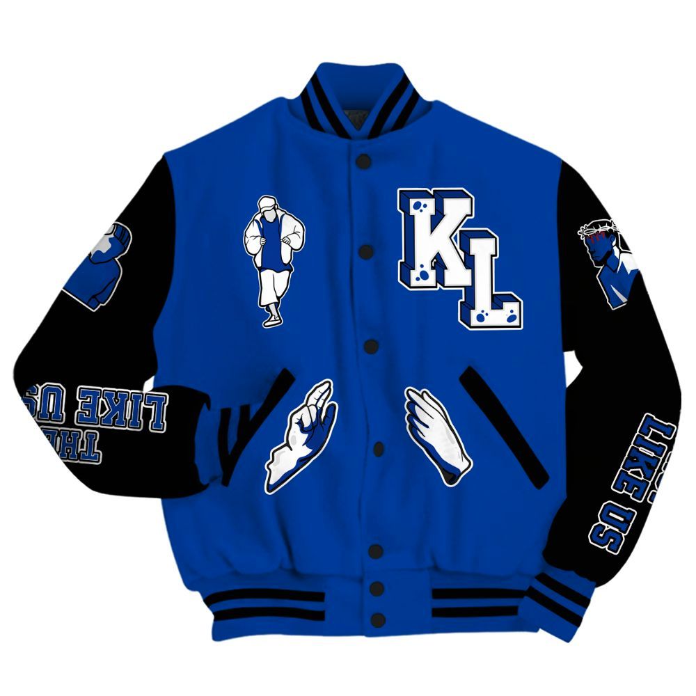 Varsity Jacket To Match Hyper Royal 12s - Dislike Us Graphic All Over Print