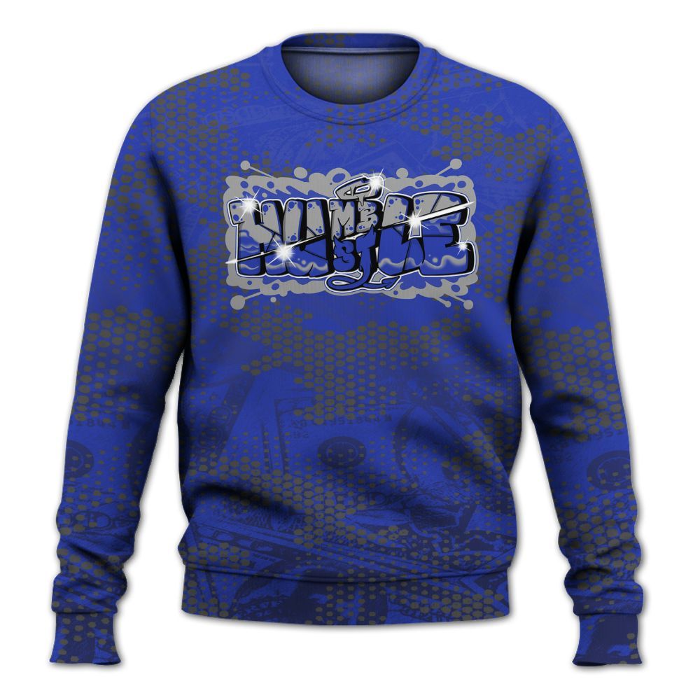 Sweatshirt To Match Air Max Plus Black Racer Blue - Humbled Hustles Graphic Banknotes All Over Print