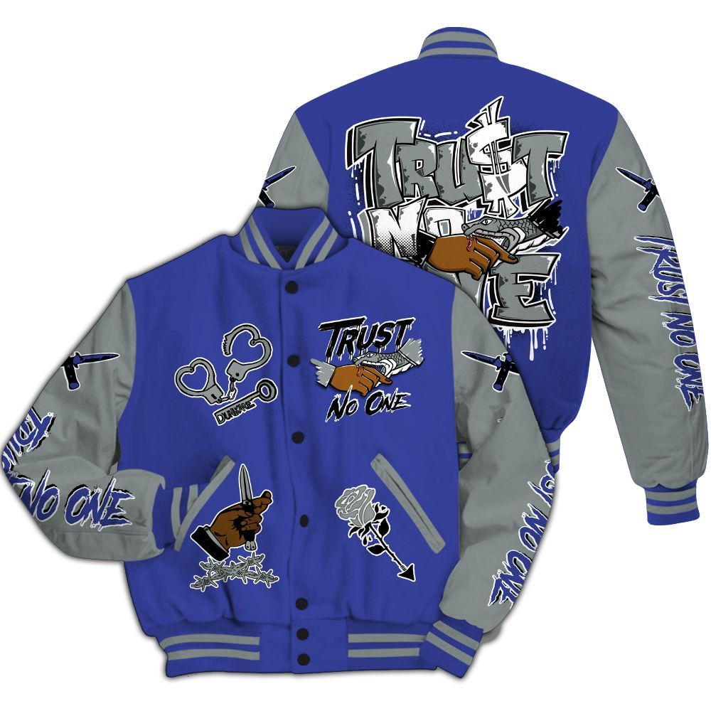 Varsity Jacket To Match Shox TL Royal - Trust No One Dripping All Over Print