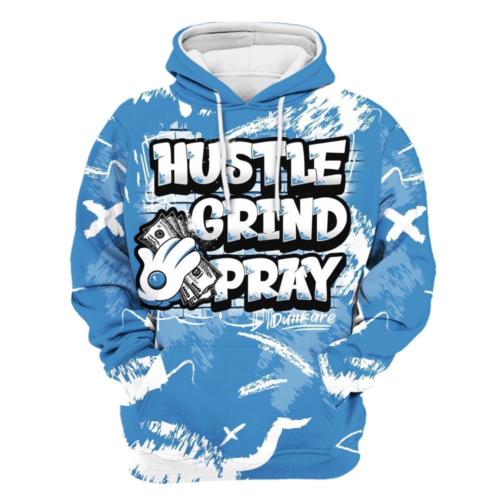 Hoodie To Match Low OG Obsidian 1s - Hustle Grind Pray Retro All Over Print