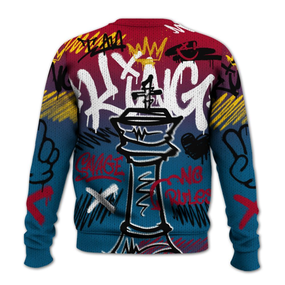 Knitted Sweater To Match GS Messy Room 4s - Street King Chess Streetwear