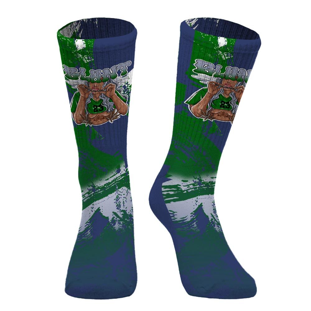 Sock To Match Midnight Navy 13s - Bluntz Unique Circle Splash