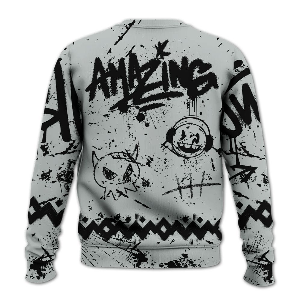 Sweatshirt To Match Black Wolf Grey 12s - Friday Sneaker Crayon All Over Print