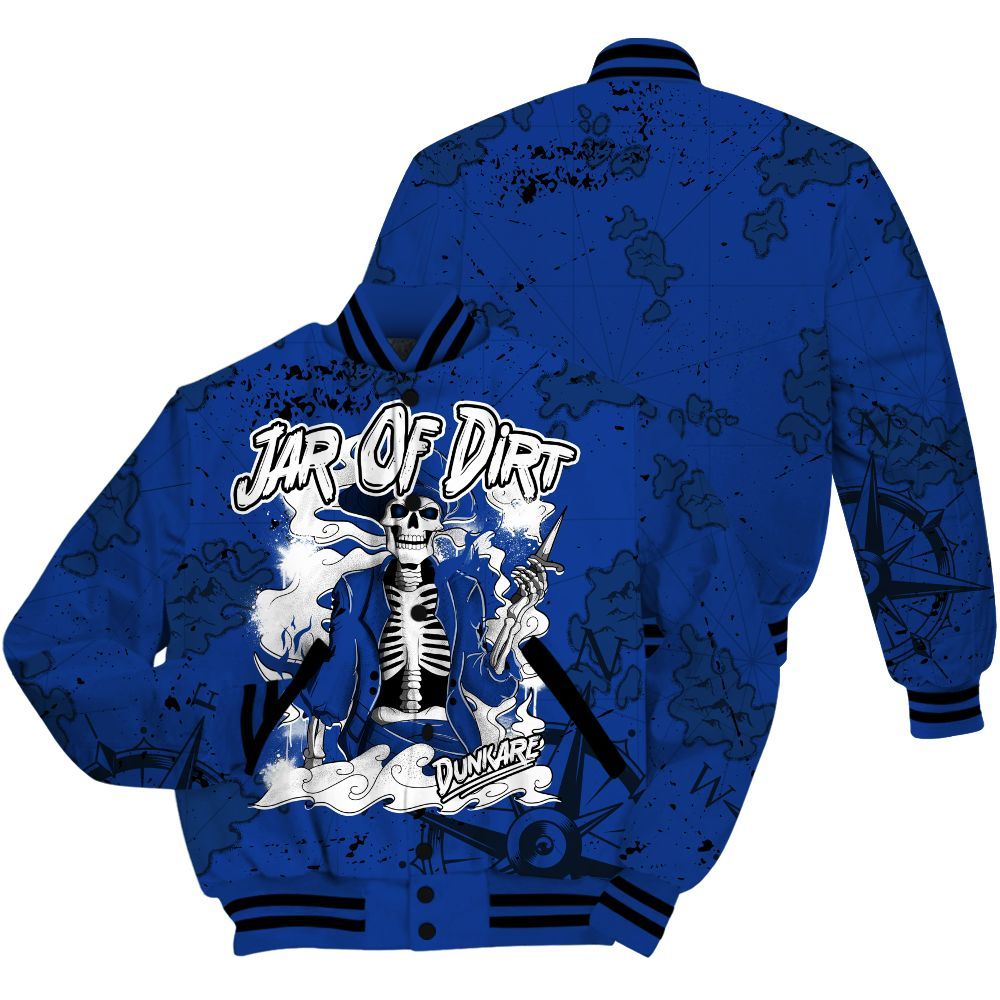 Varsity Jacket To Match Air Foamposite One Royal - Skeleton Jar Of Dirt Retro All Over Print