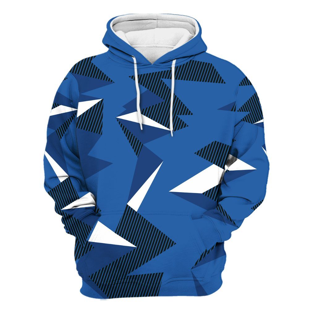 Hoodie To Match Brave Blue 13s - Geometric Camouflage Pattern All Over Print