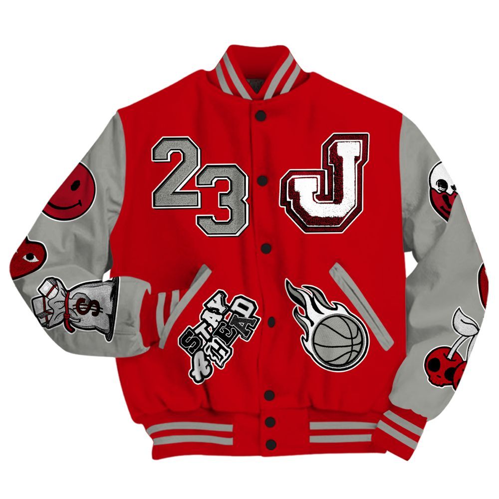 Varsity Jacket To Match Air Griffey Max Gray Reds 1s - Hustles Money Number 23 All Over Print