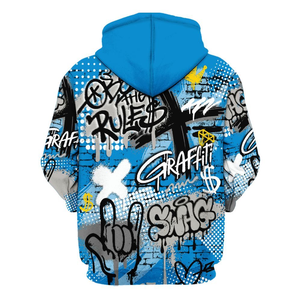 Hoodie To Match Industrial Blue 4s - True It Real Graffiti Streetwear All Over Print