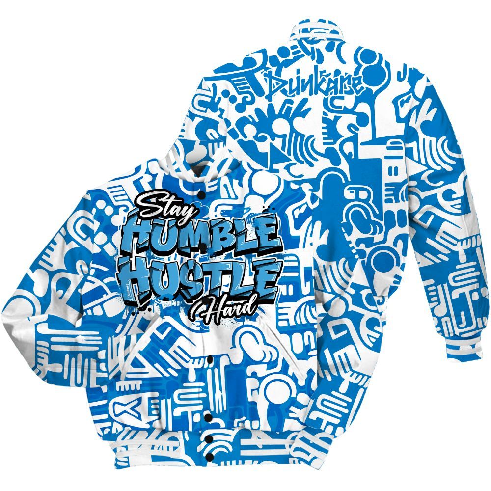 Varsity Jacket To Match Industrial Blue 4s - Humble Hustle Retro Military Blue 4s Outfit All Over Print