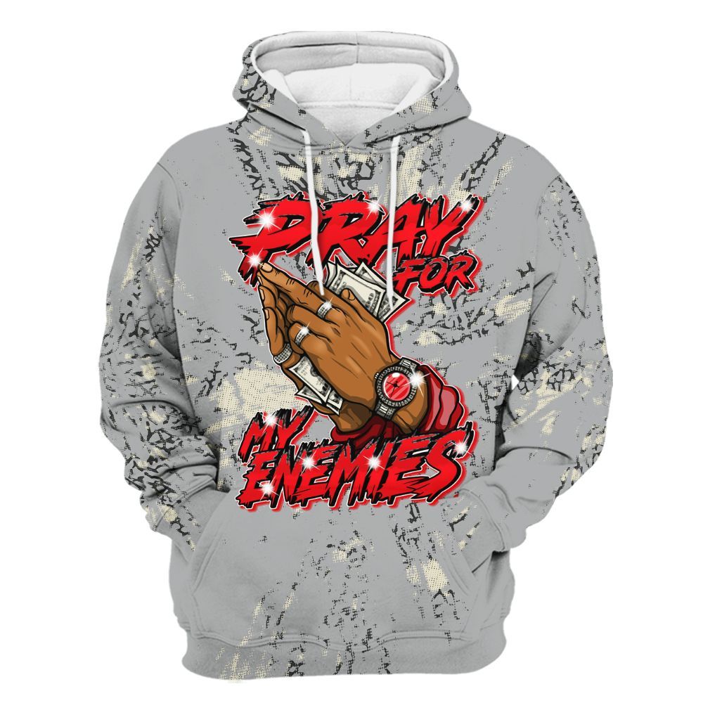 Hoodie To Match Cement Grey 3s - Prayed For Enemies Graphic Luxury All Over Print