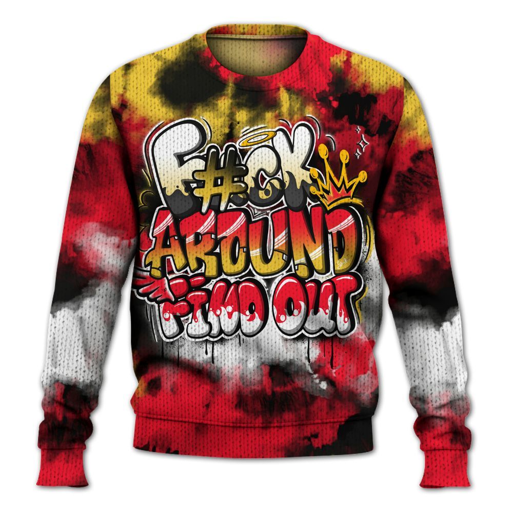 Knitted Sweater To Match KD 18 Air Bakin - Tie Dye FK Around Find Out