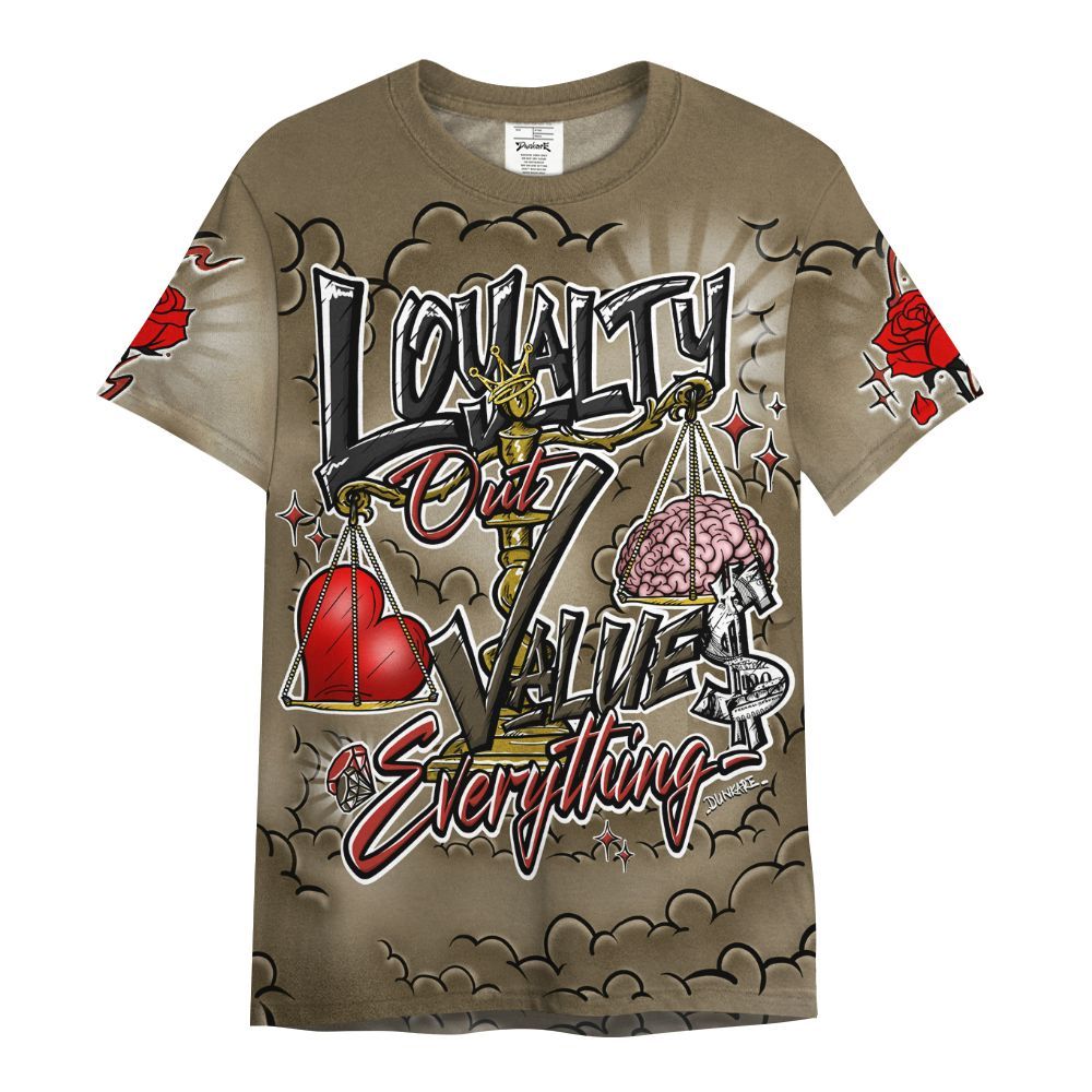 Shirt To Match Olive 9s - Loyalty Wins Everything All Over Print