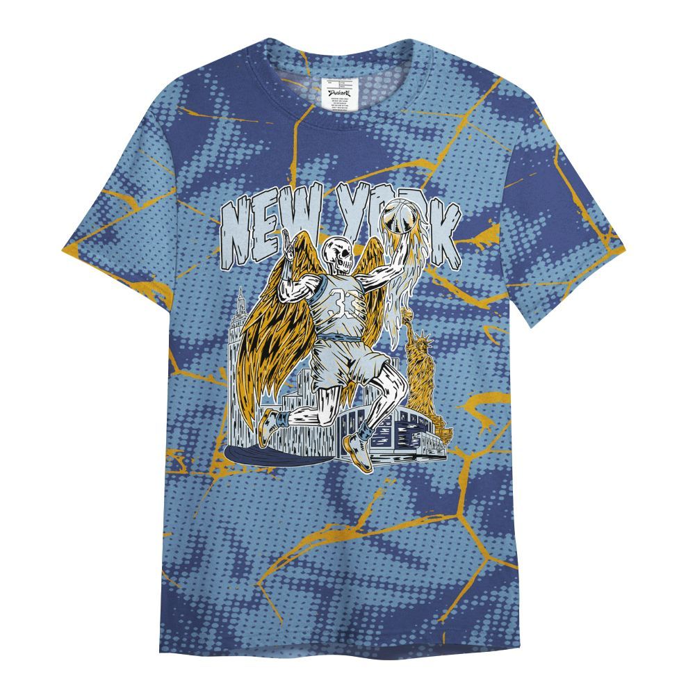 Shirt To Match High OG First In Flight 1s - Ewing Era Skeleton Crack All Over Print