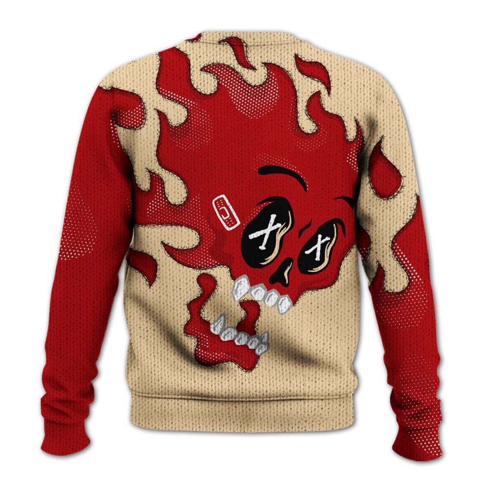 Knitted Sweater To Match Dunk Low Strawberry Waffle - All Hustle No Lucky Skull