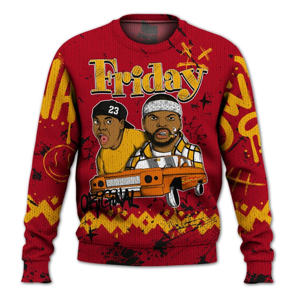 Knitted Sweater To Match Cardinal 7s - Friday Sneaker Crayon