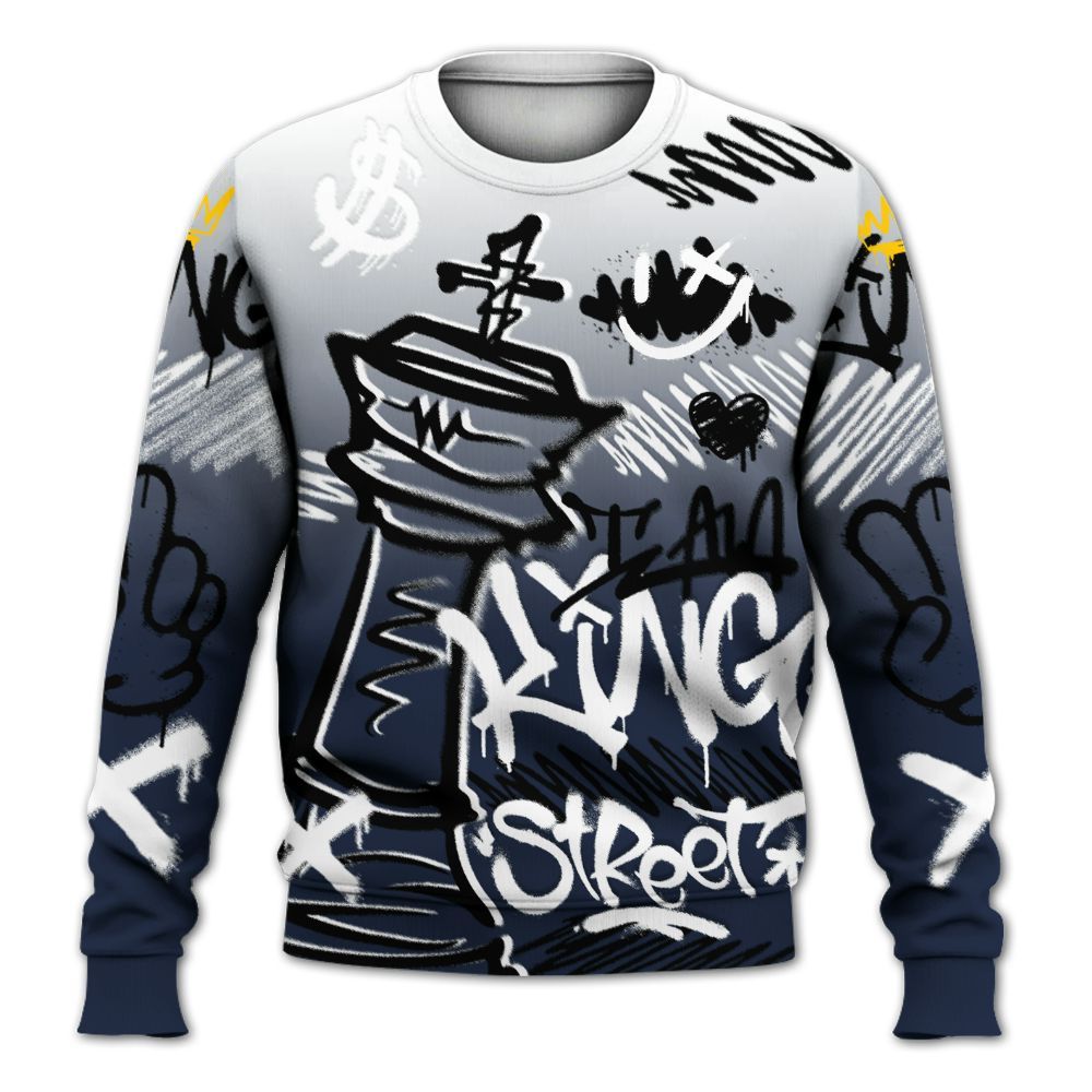 Sweatshirt To Match Dunk Low White Midnight Navy - Street King Chess Streetwear All Over Print