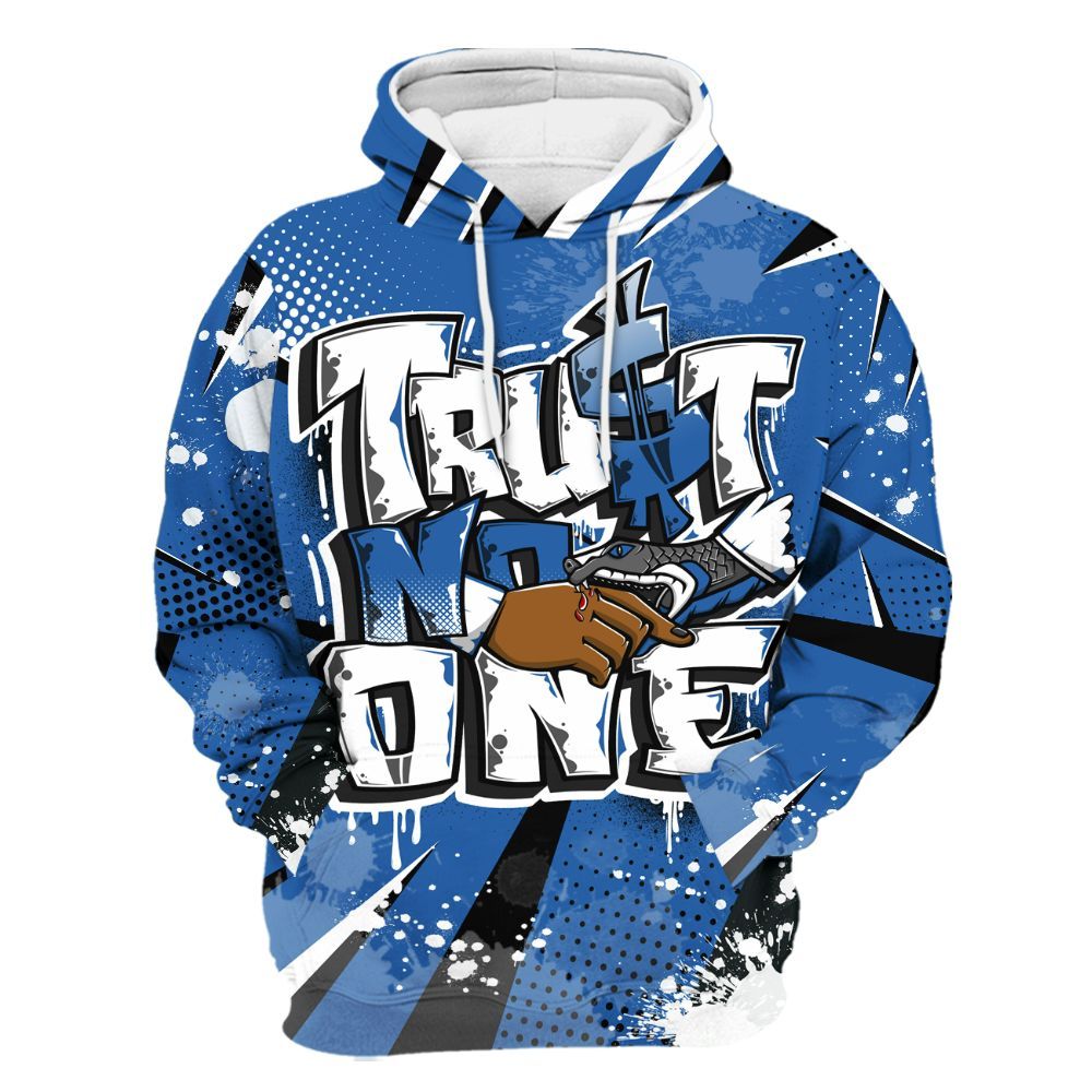 Hoodie To Match Brave Blue 13s - Poly Trust No One Dripping All Over Print