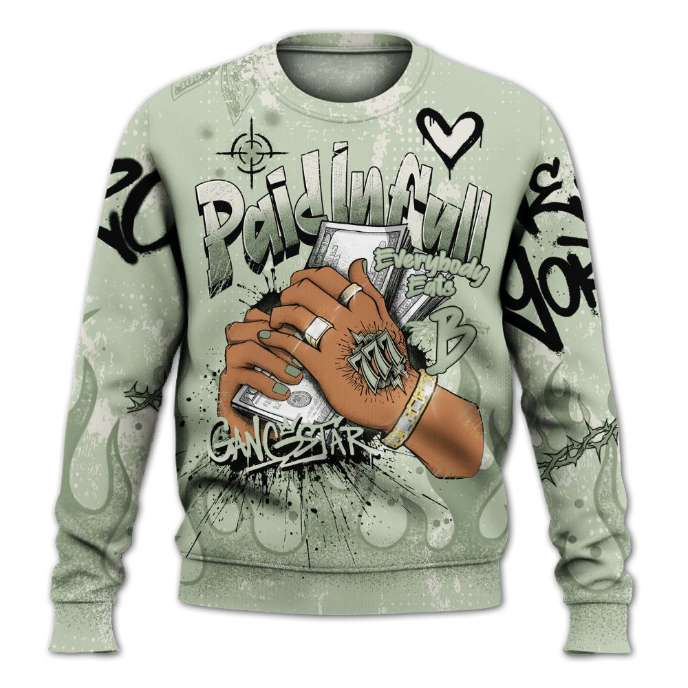 Sweatshirt To Match Seafoam Sail 4s - Paid In Full Lucky All Over Print