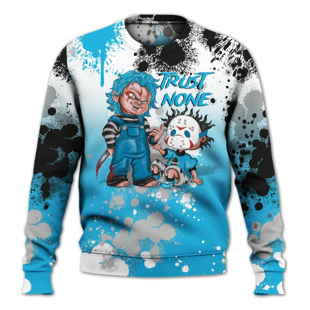 Sweatshirt To Match Black University Blue 2026 14s - Trust No One Scary All Over Print