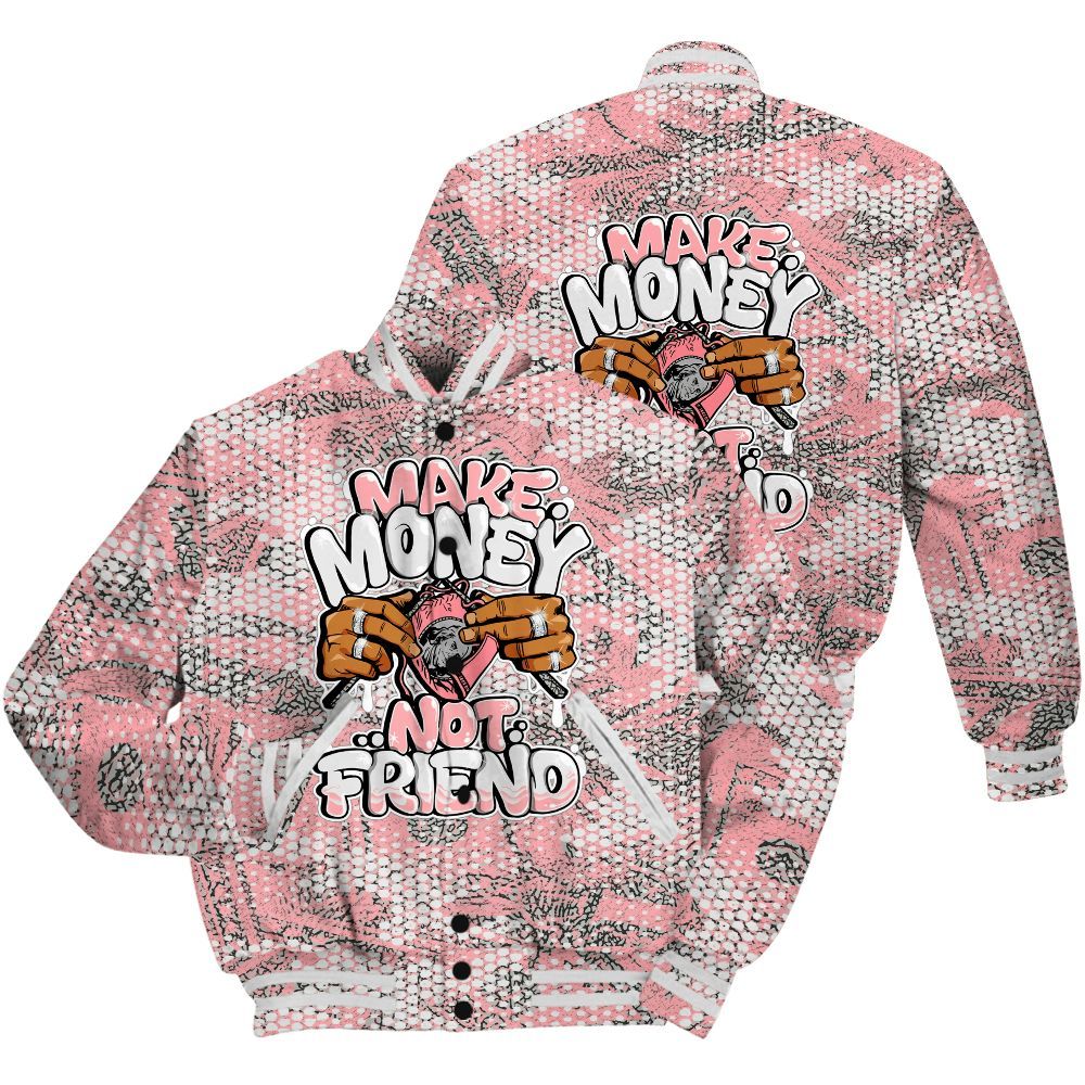 Varsity Jacket To Match Retro Wings 3s Shirt - Make Moneys Not Friend Graphic Banknotes All Over Print