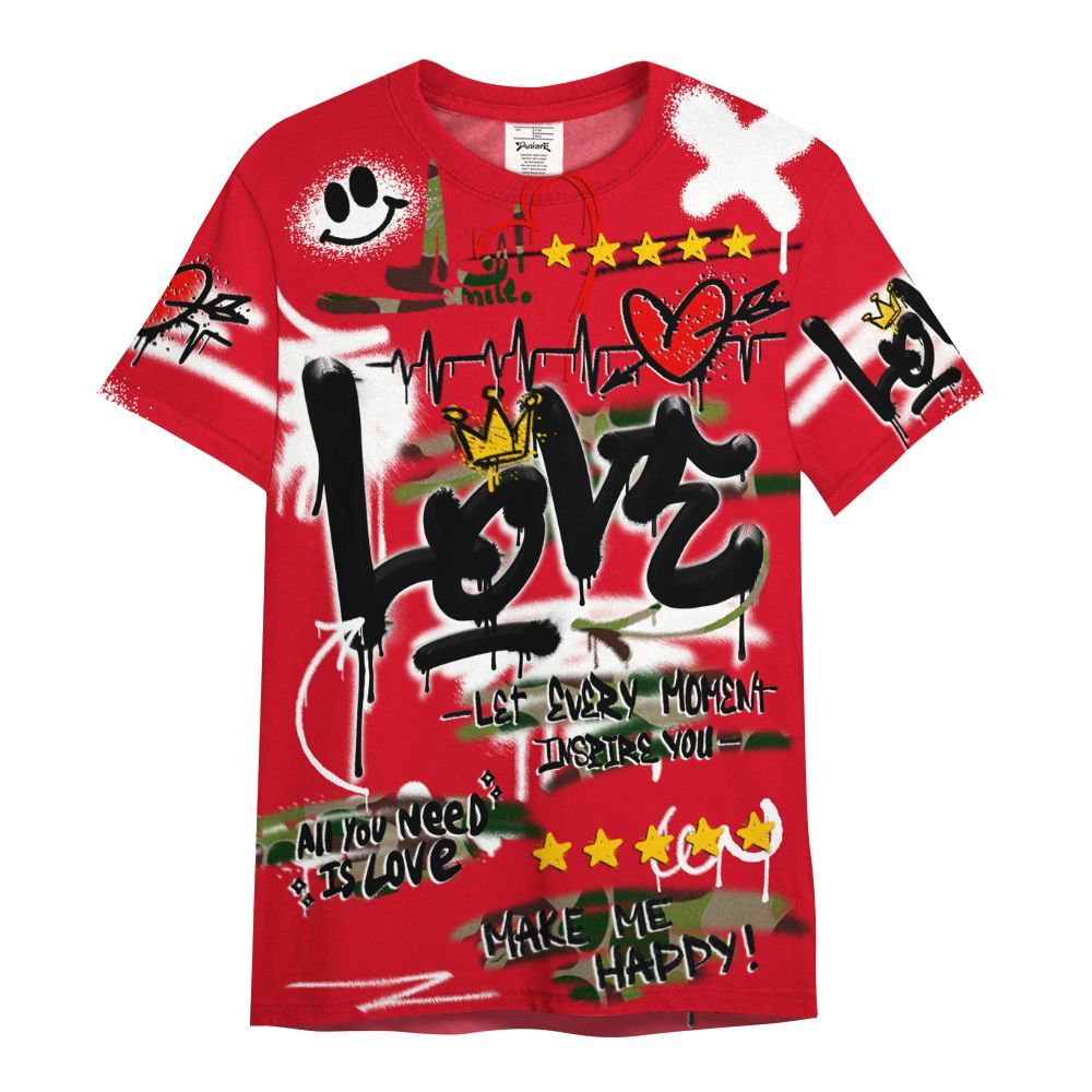 Shirt To Match Air Max 90 Duck Camo Red - Happy Love Beats Graffiti Streetwear All Over Print