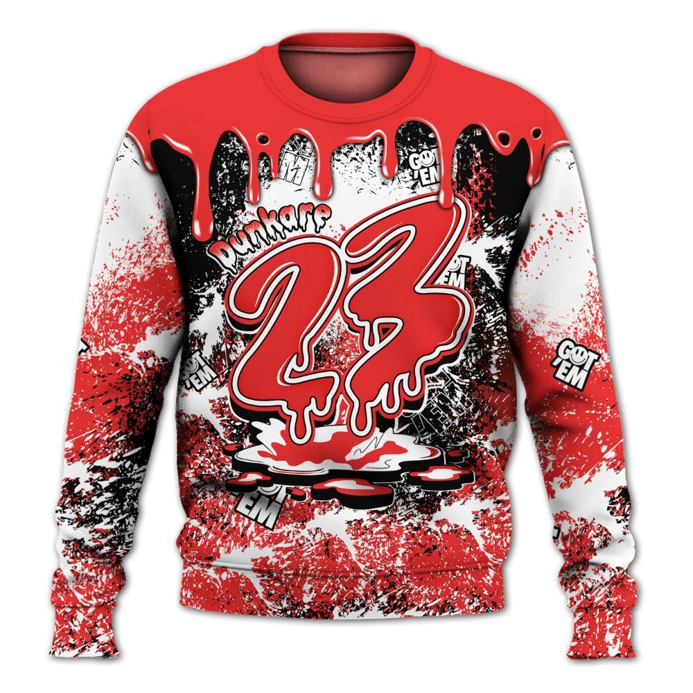 Sweatshirt To Match Red Thunder 4s - Dripping 23 Drip All Over Print