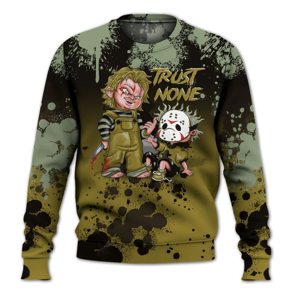 Sweatshirt To Match Air Flightposite Metallic Gold - Trust No One Scary All Over Print