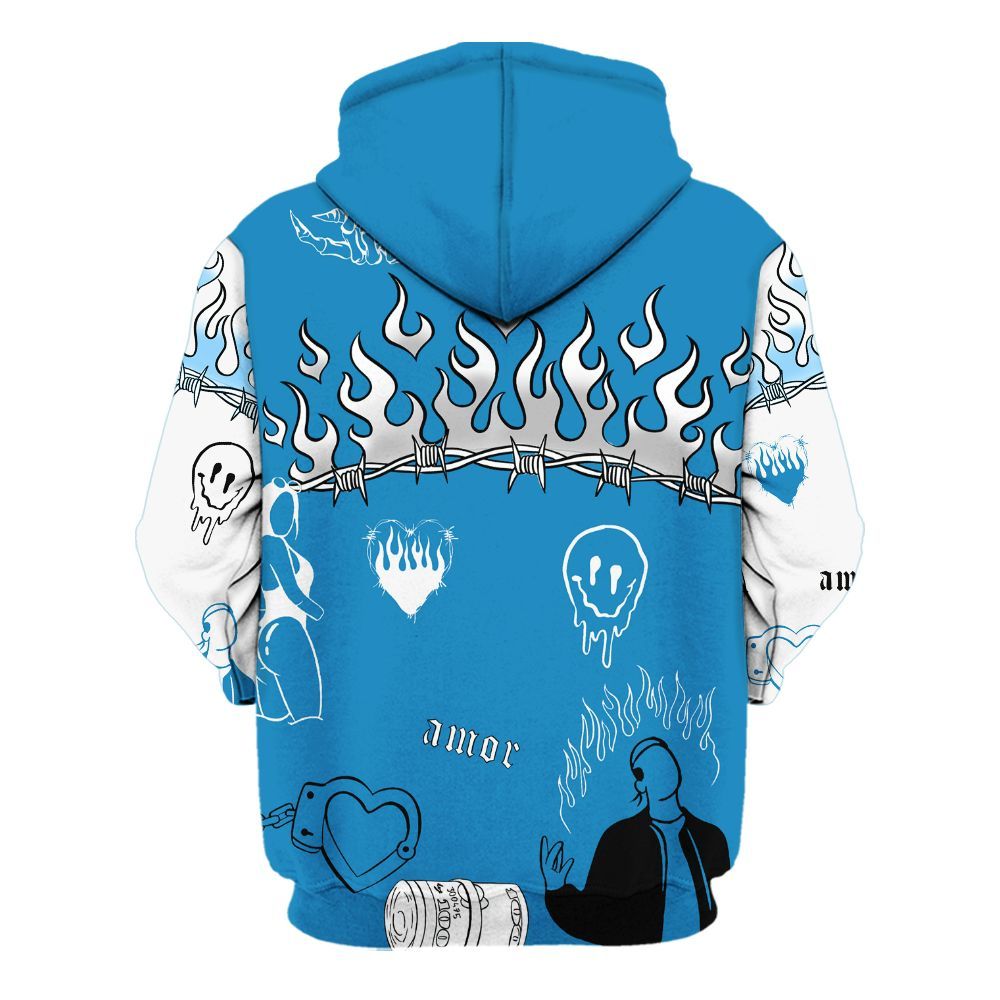 Hoodie To Match Retro University Blue 9s - Snake Trust No One All Over Print