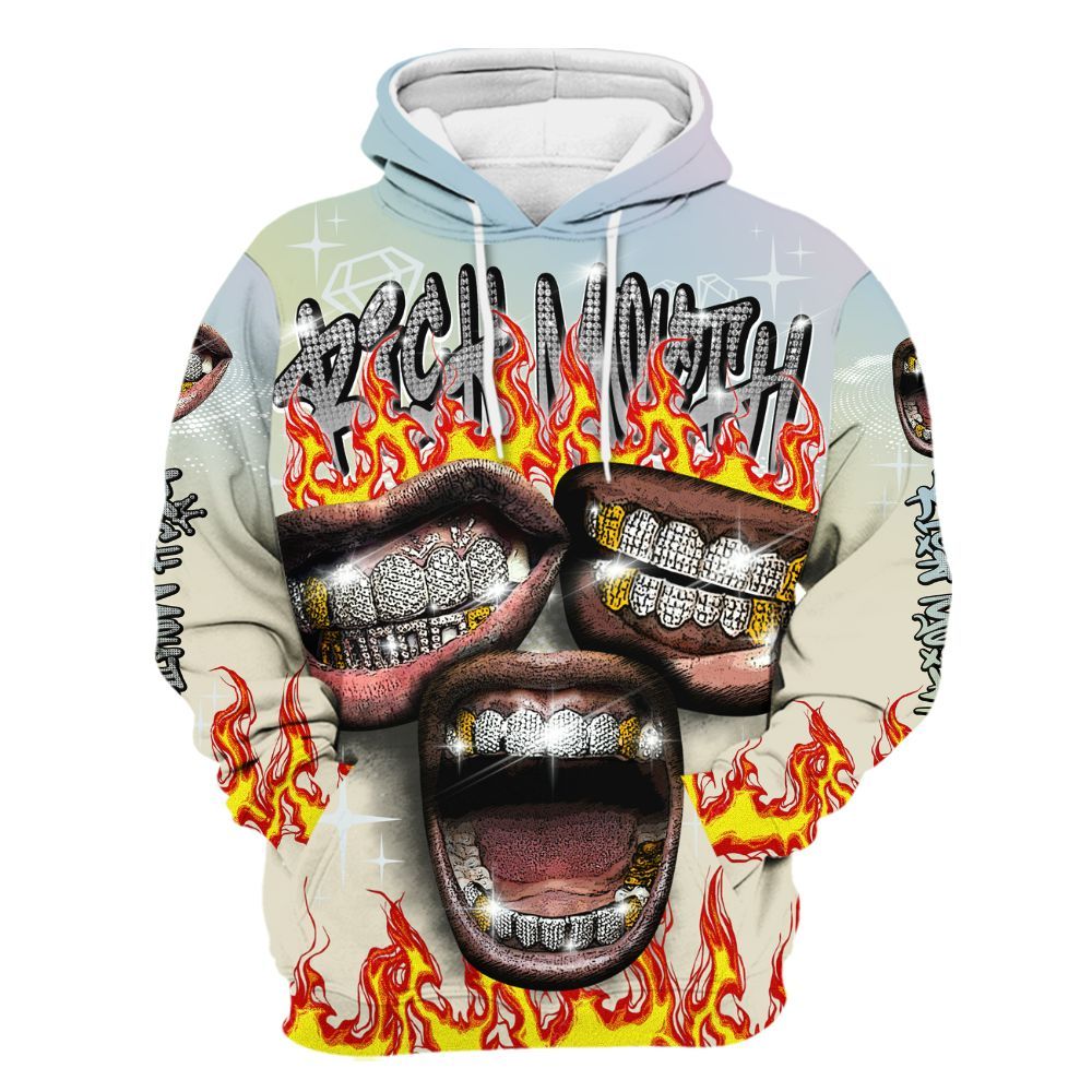 Hoodie To Match Joins Year Of The Snake 5s - Rich Mouth Fire Rap Retro 90s All Over Print