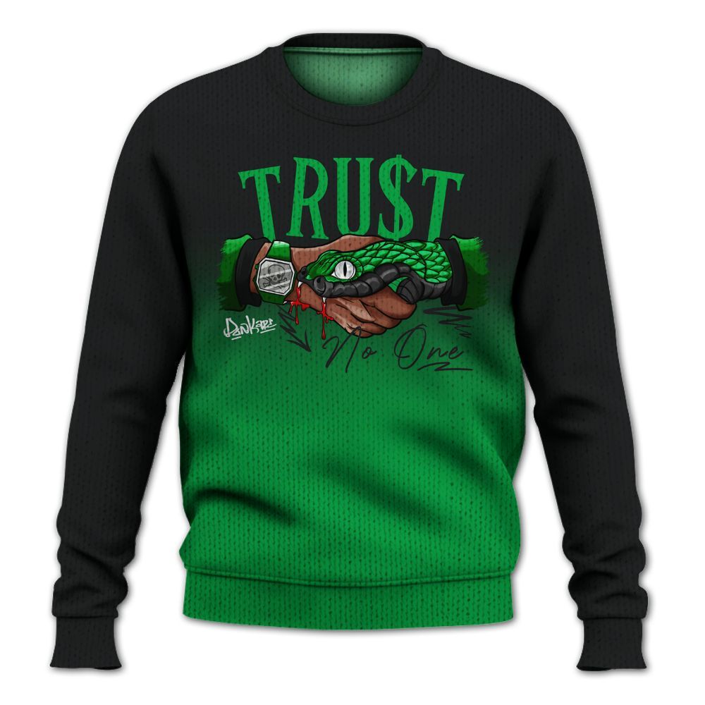 Knitted Sweater To Match Low Lucky Green 1s - Snake Trust No One Drip