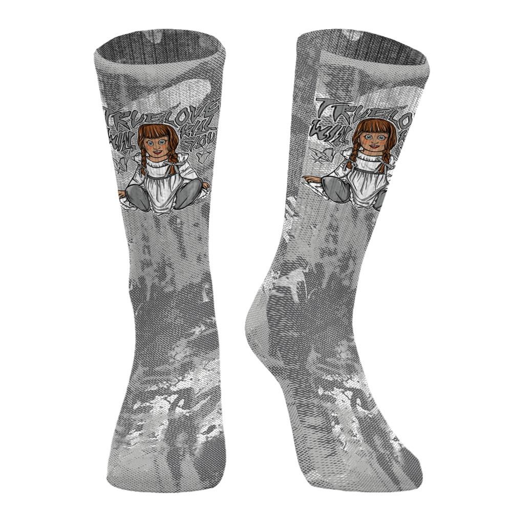 Sock To Match Retro Wet Cement 4s - Genuine Loves Bear Halloween Heart Grunge