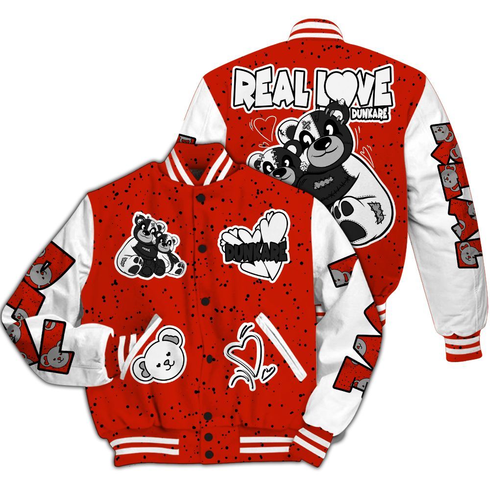 Varsity Jacket To Match Red Cement 4s - Sincere Fondness Bear All Over Print