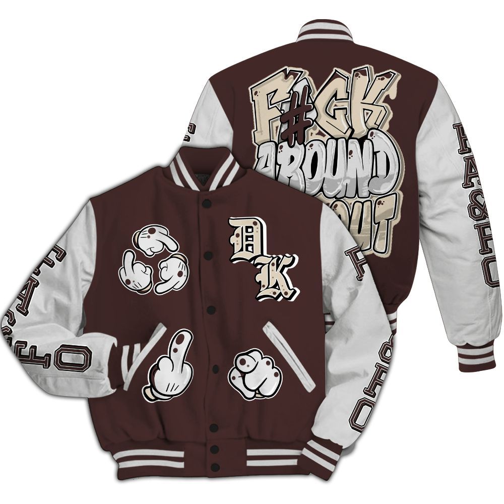 Varsity Jacket To Match Burgundy Crush 3s - F Around Find Out Graphic All Over Print