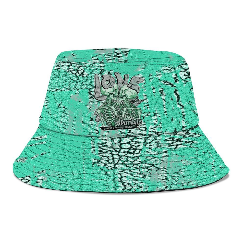 Bucket Hat To Match Black Green Glow 3s - Skull Love Graphic