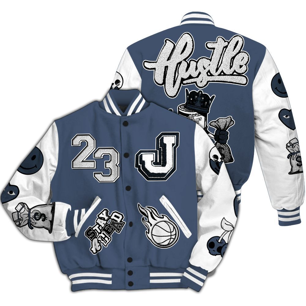 Varsity Jacket To Match Low Diffused Blue 11s - Hustles Money Number 23 All Over Print