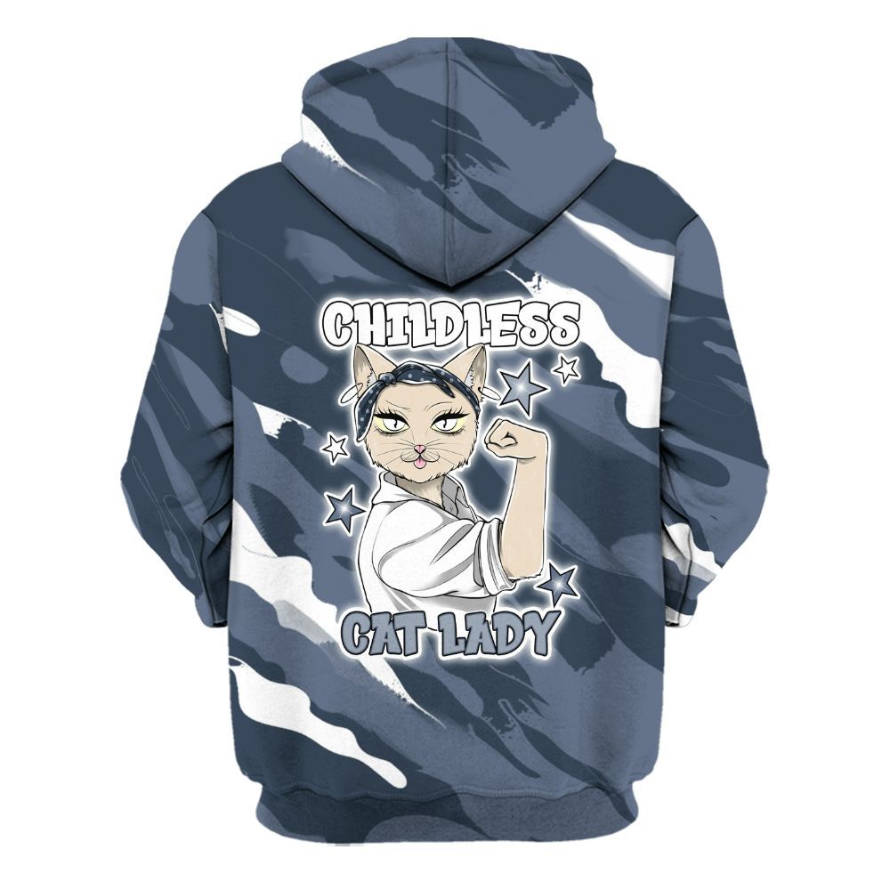 Hoodie To Match Low Diffused Blue 11s - Childless Kat Lady All Over Print