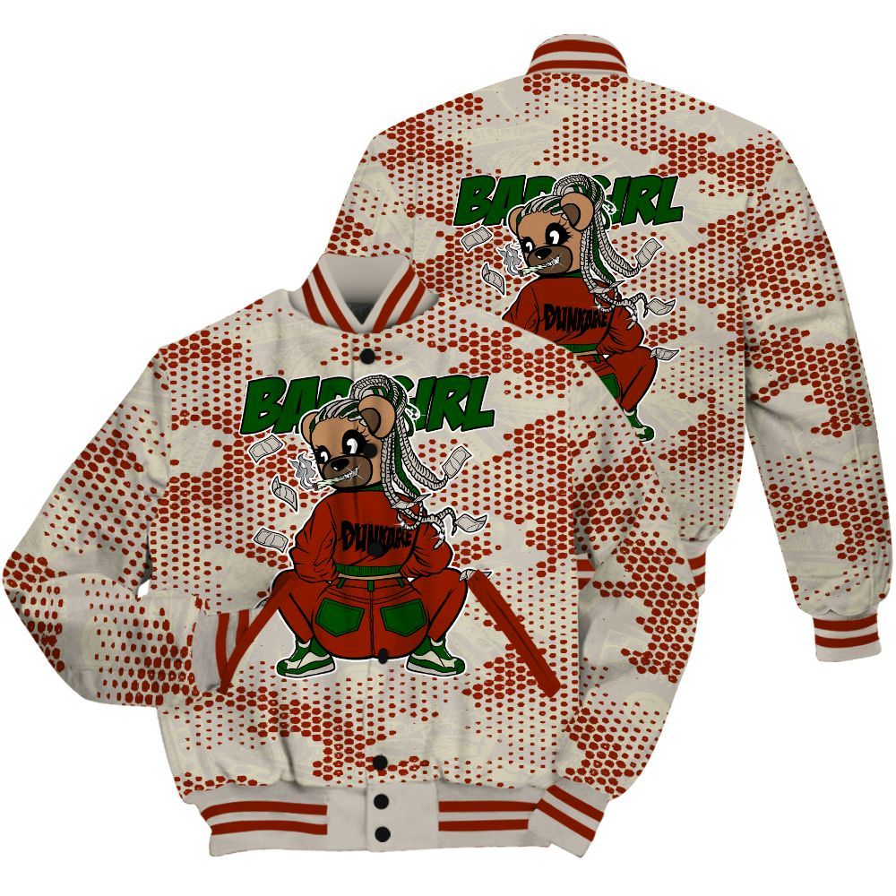 Varsity Jacket To Match El Grito 5s Shirt - Rebellious Girl Bear Banknotes Art All Over Print