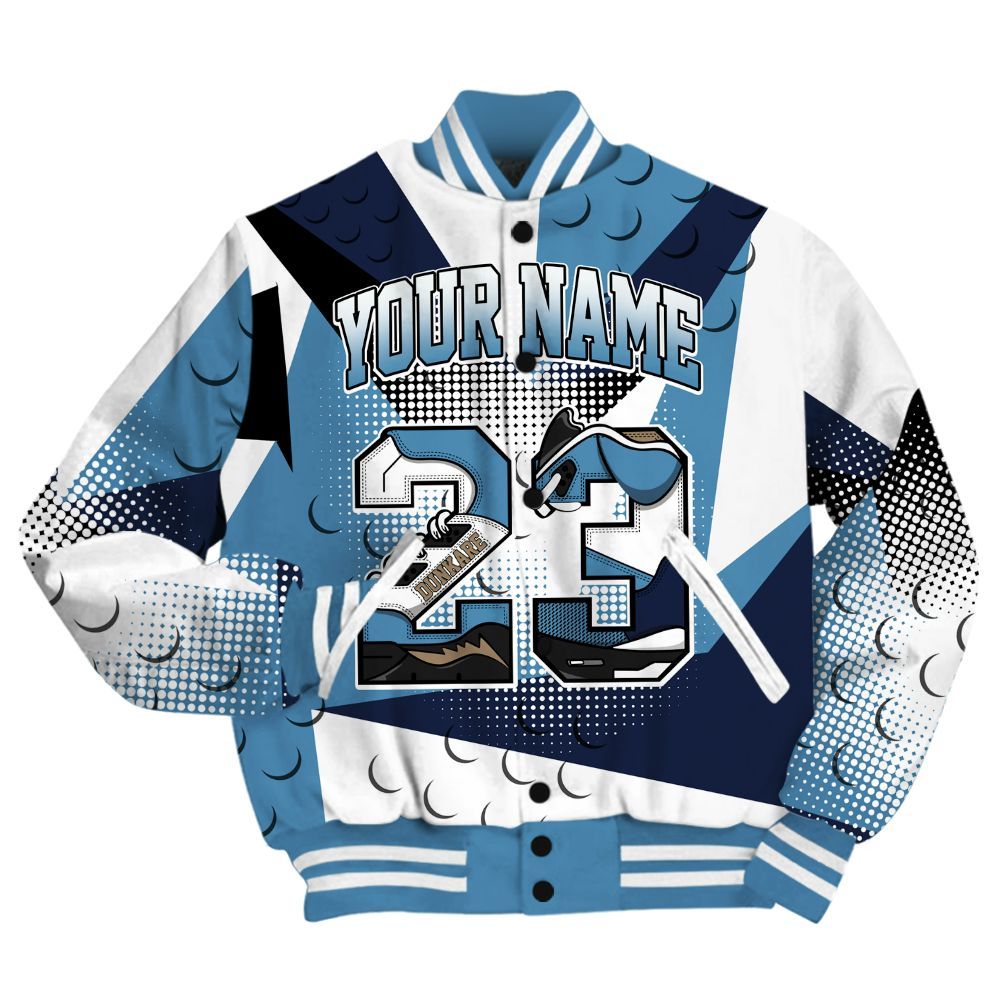 Varsity Jacket To Match Air Force 1 Stash Shirt, Poly Custom Name Number 23 5s All Over Print