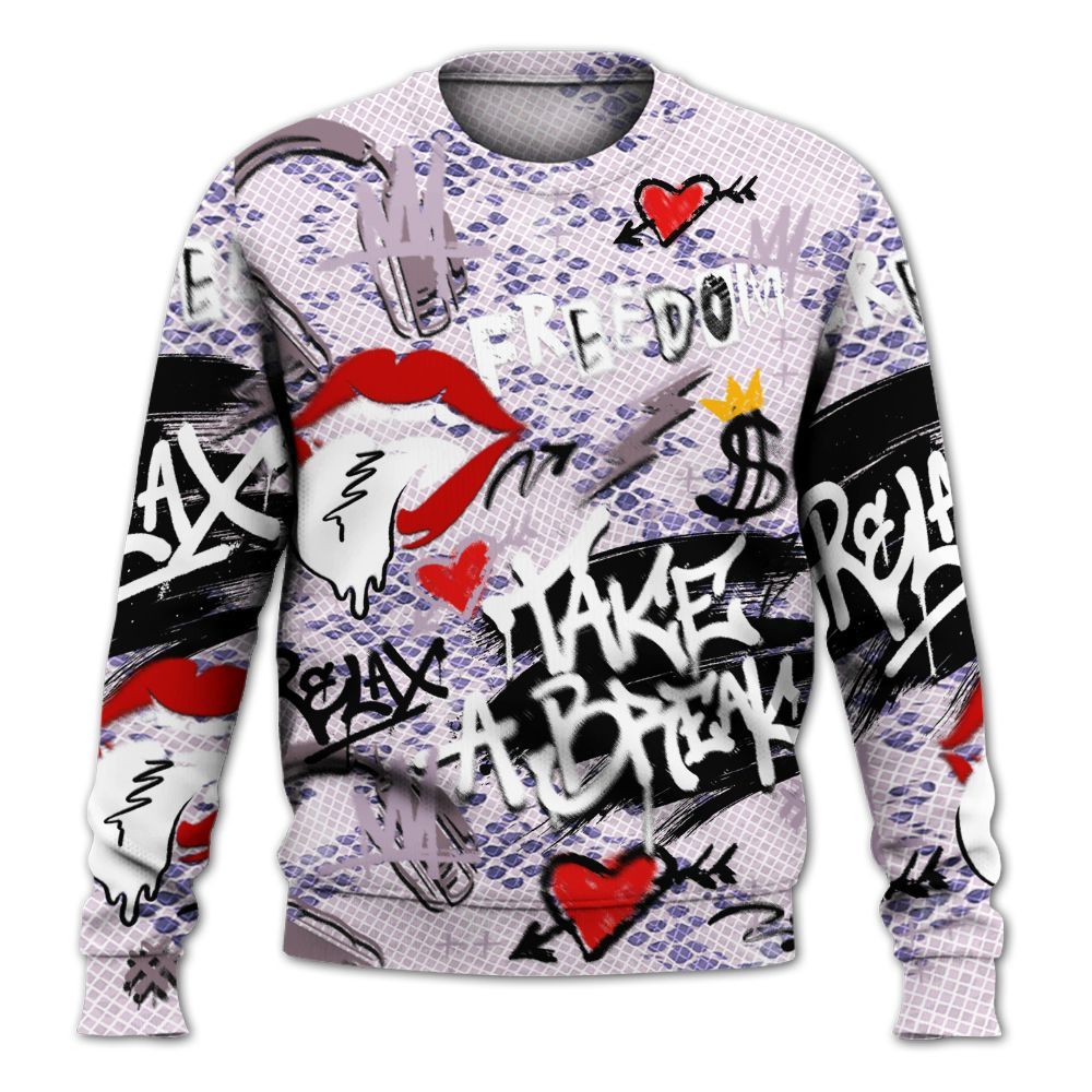 Sweatshirt To Match Air Force 1 Low Purple Snake - Take Break Freedom Graffiti Streetwear All Over Print
