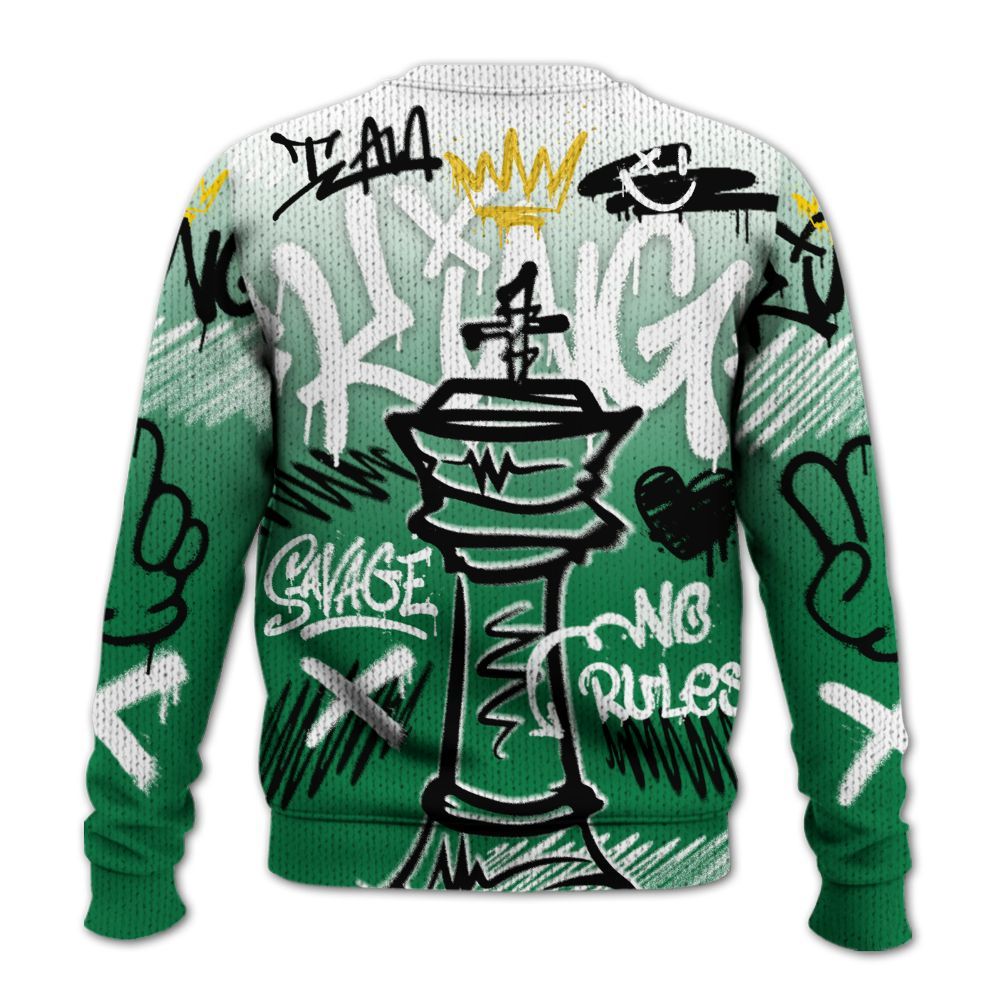 Knitted Sweater To Match Pine Green 13s - Street King Chess Streetwear