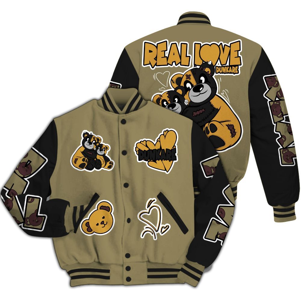 Varsity Jacket To Match Black Olive 7s - Sincere Fondness Bear All Over Print