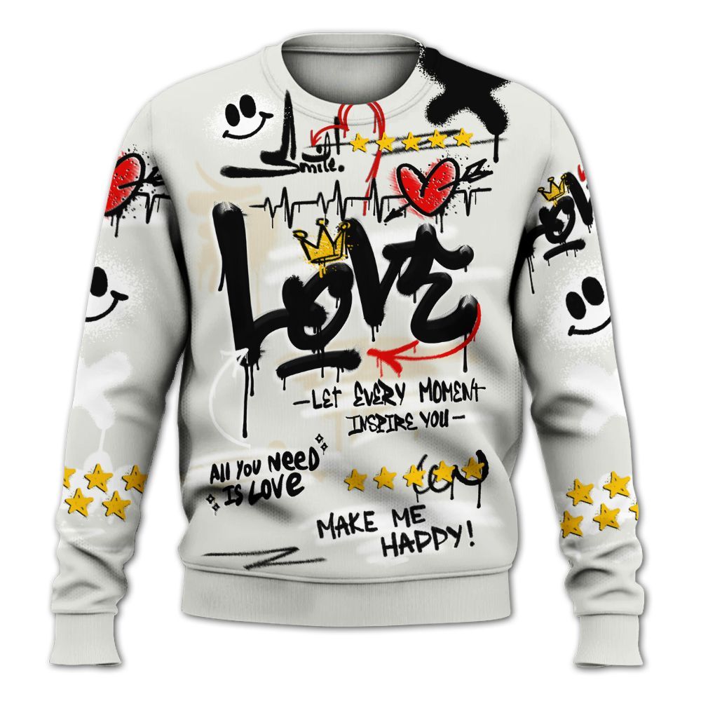 Sweatshirt To Match Grand Finale 11s Shirt, Happy Love Beats Graffiti Streetwear All Over Print