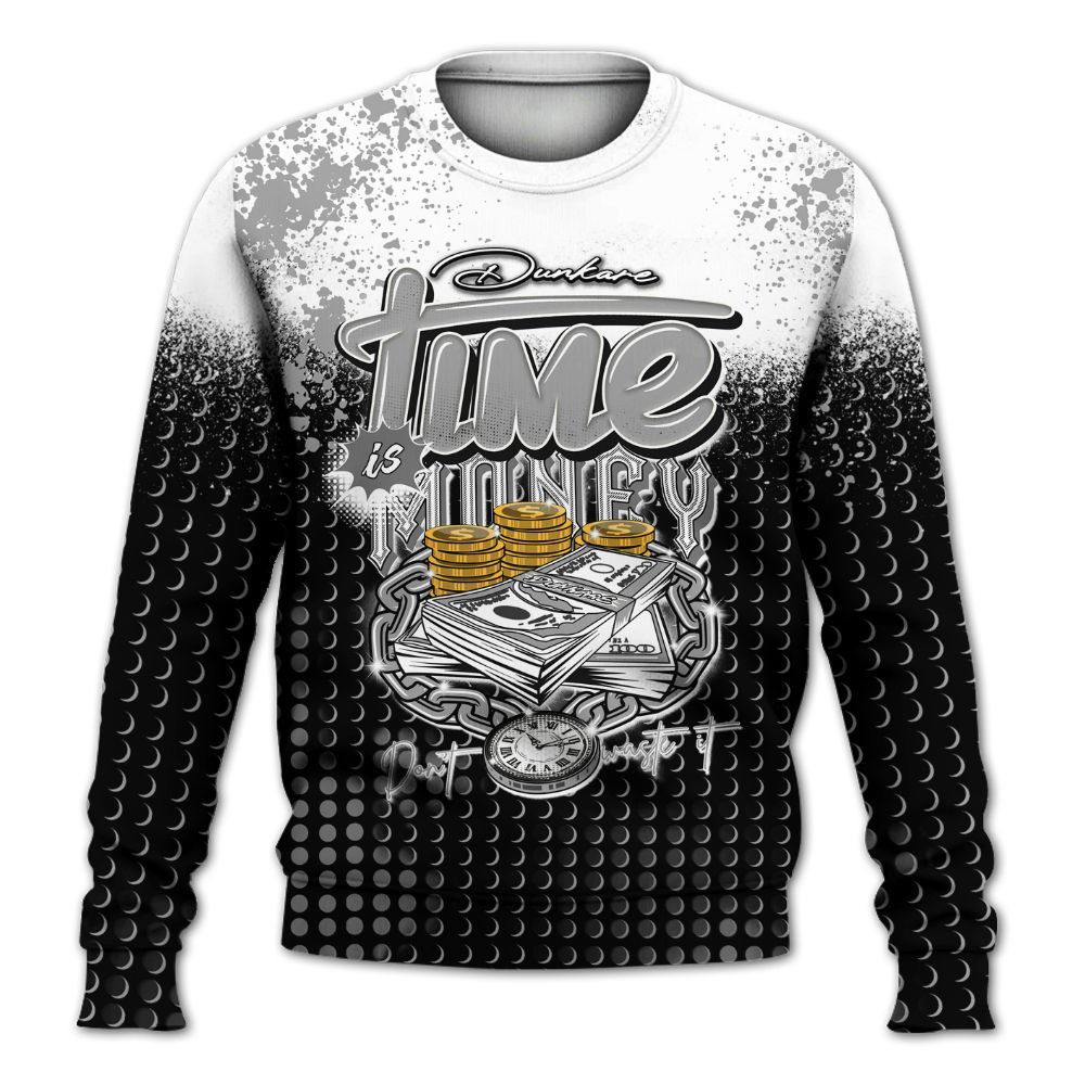 Sweatshirt To Match Black Wolf Grey 12s - Halftone Time Is Money All Over Print