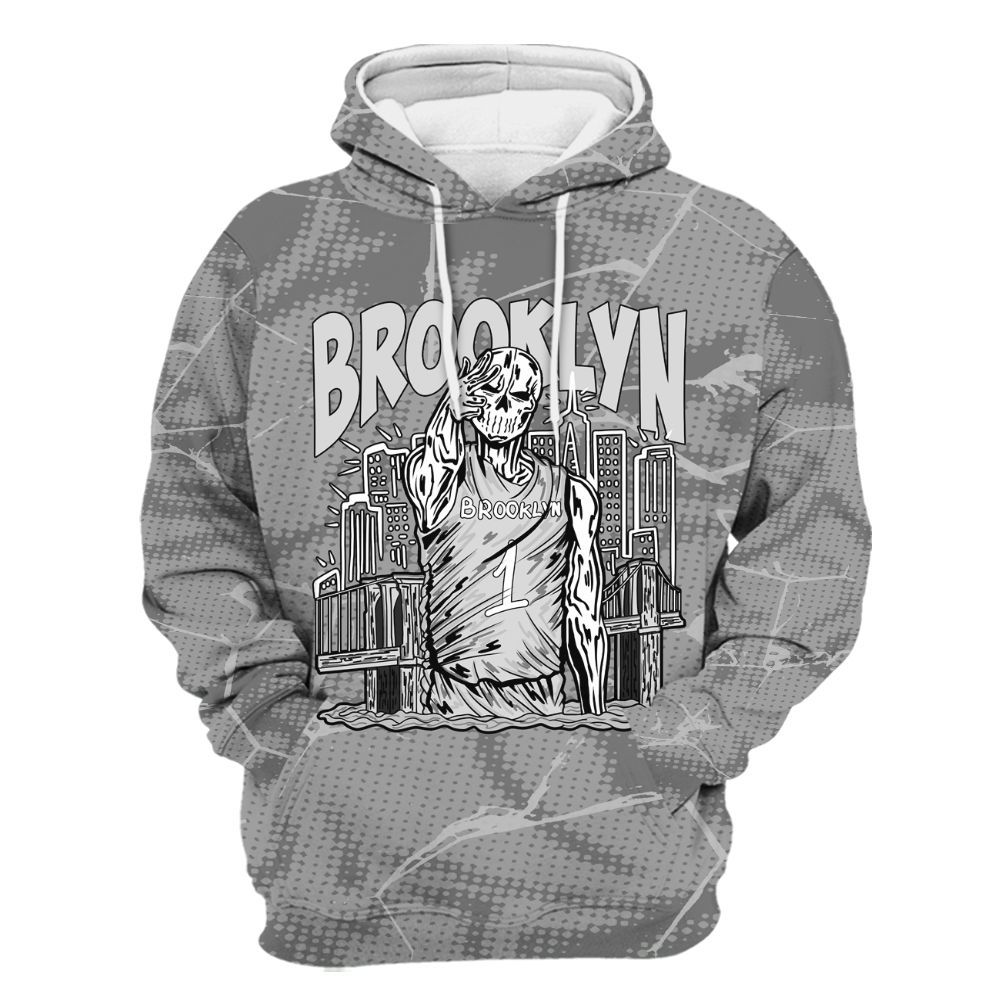 Hoodie To Match Black Wolf Grey 12s - Brooklyn's Skeleton Crack All Over Print