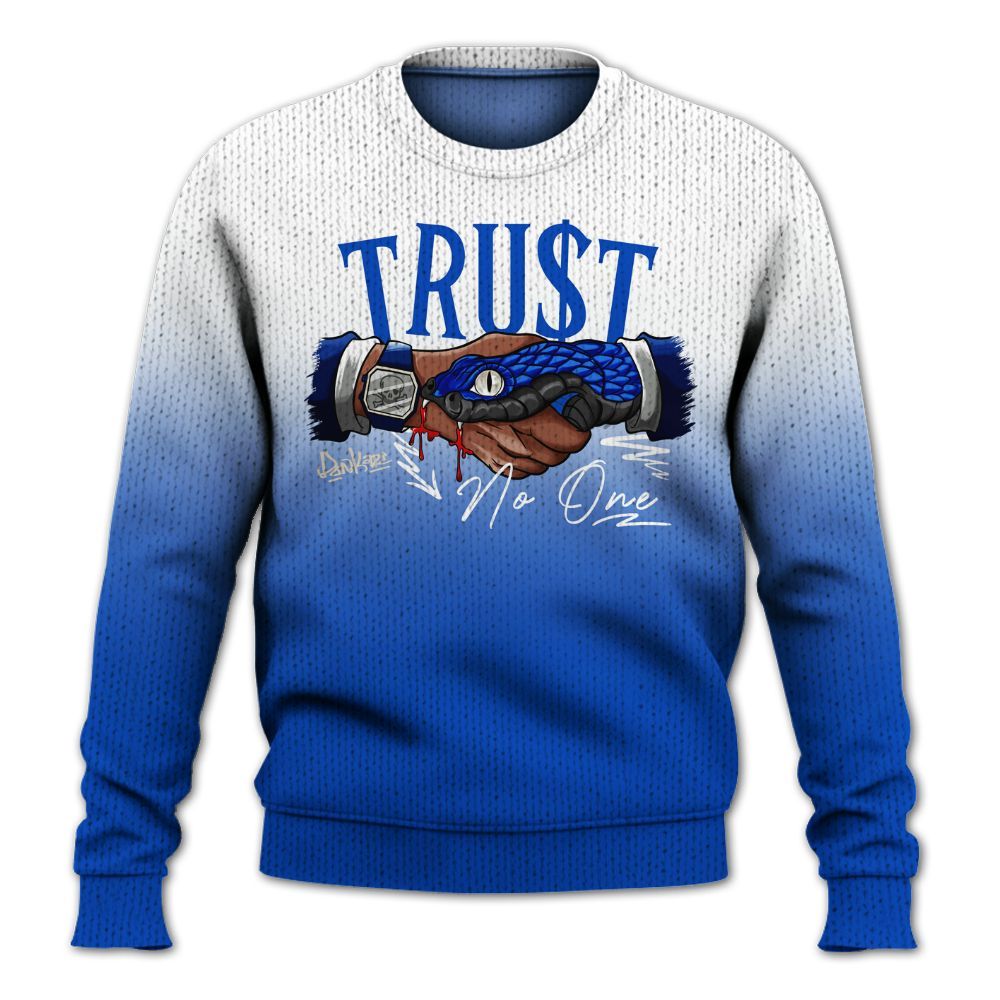Knitted Sweater To Match Low Game Royal 1s - Trust No One Drip Graphic