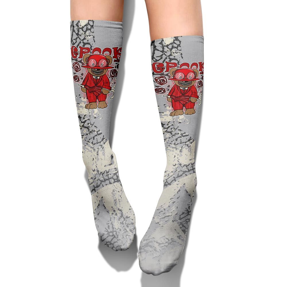 Sock To Match Cement Grey 3s - Swindler Bear Circle Slpash